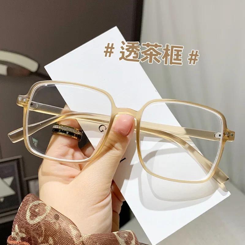 

Myopia Glasses Anti Blue Light -1.0 ~ -4.0 Flat/Degree Glasses Retro Large Frame Myopia Finished Glasses 0 Anti blue light