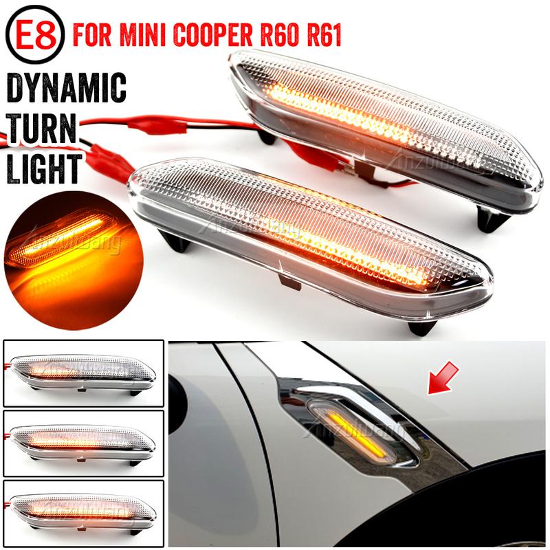 LED Dynamic Turn Signal Light For Mini Cooper R60 Countryman R61 Paceman Side Marker Flashing Indicator Flowing Water Blinker