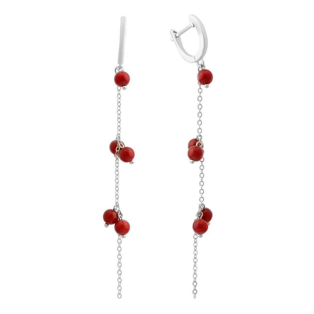 Silver Earrings with Coral (2147121)