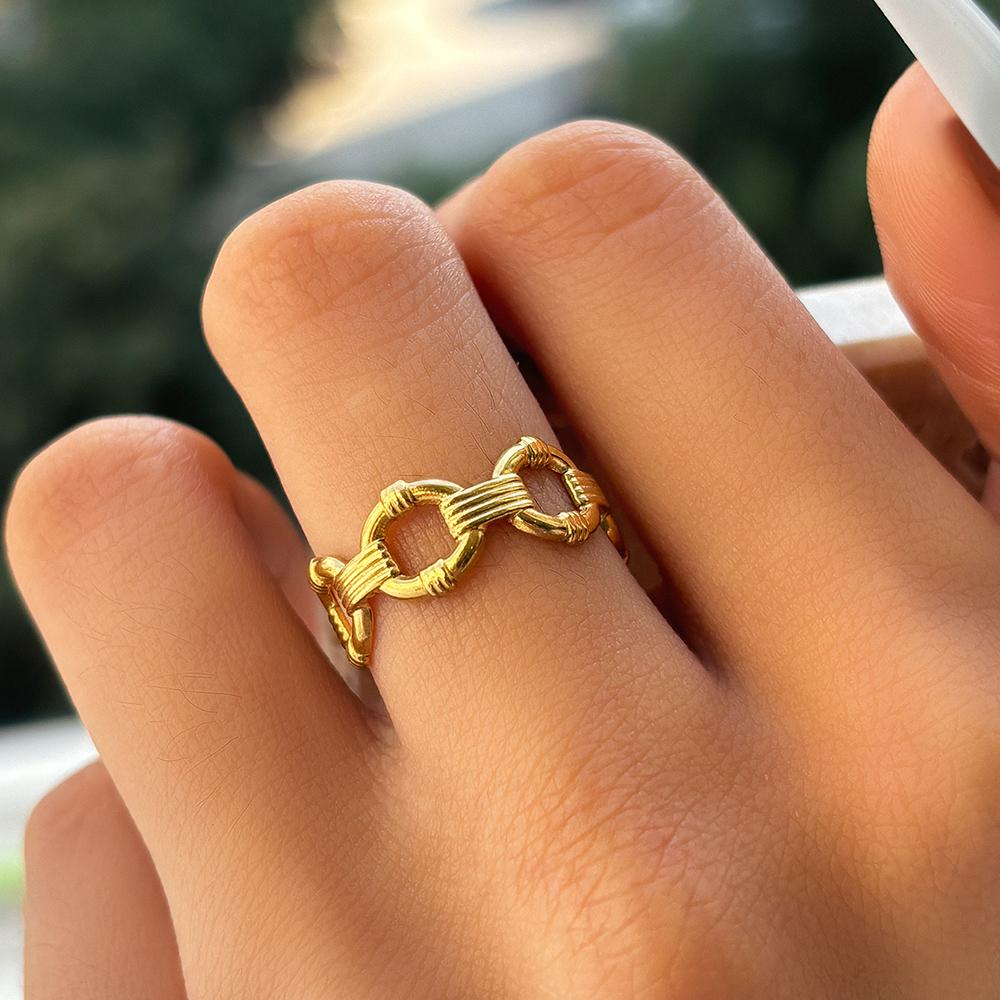 Stainless Steel Rings Minimalist Exquisite Hollow Open Ring Fashion Exquisite Lovers Ring For Women Zircon Gifts Everyday Wear