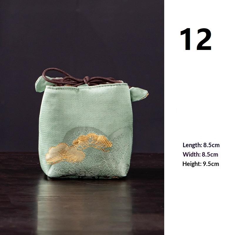 Tea Set Storage Bag Chinese Style Thickened Multi-Functional Teapot Cloth Pouch Protective Portable for Holiday Trips