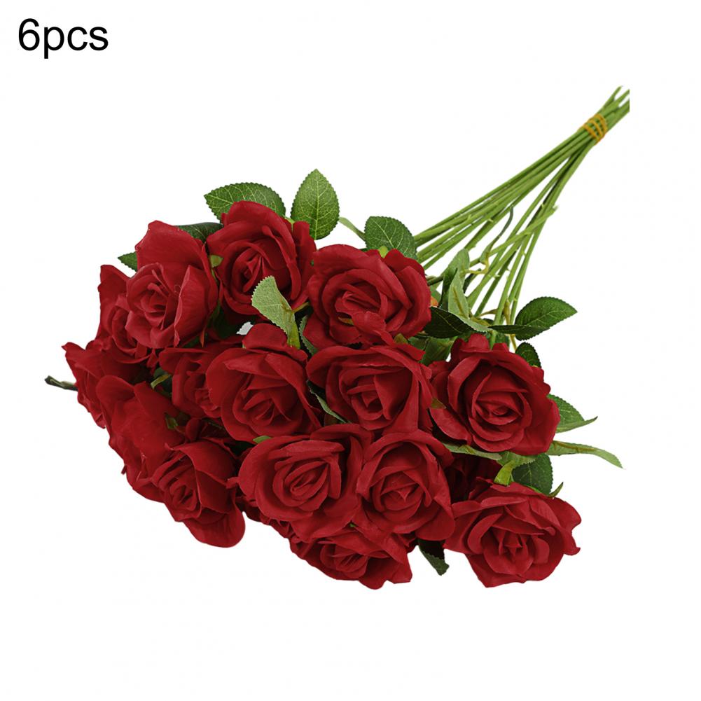 Artificial Rose Flower Realistic Long Stem Faux Silk Rose Bouquet For Valentine's Day Home Wedding Party Flower Decoration