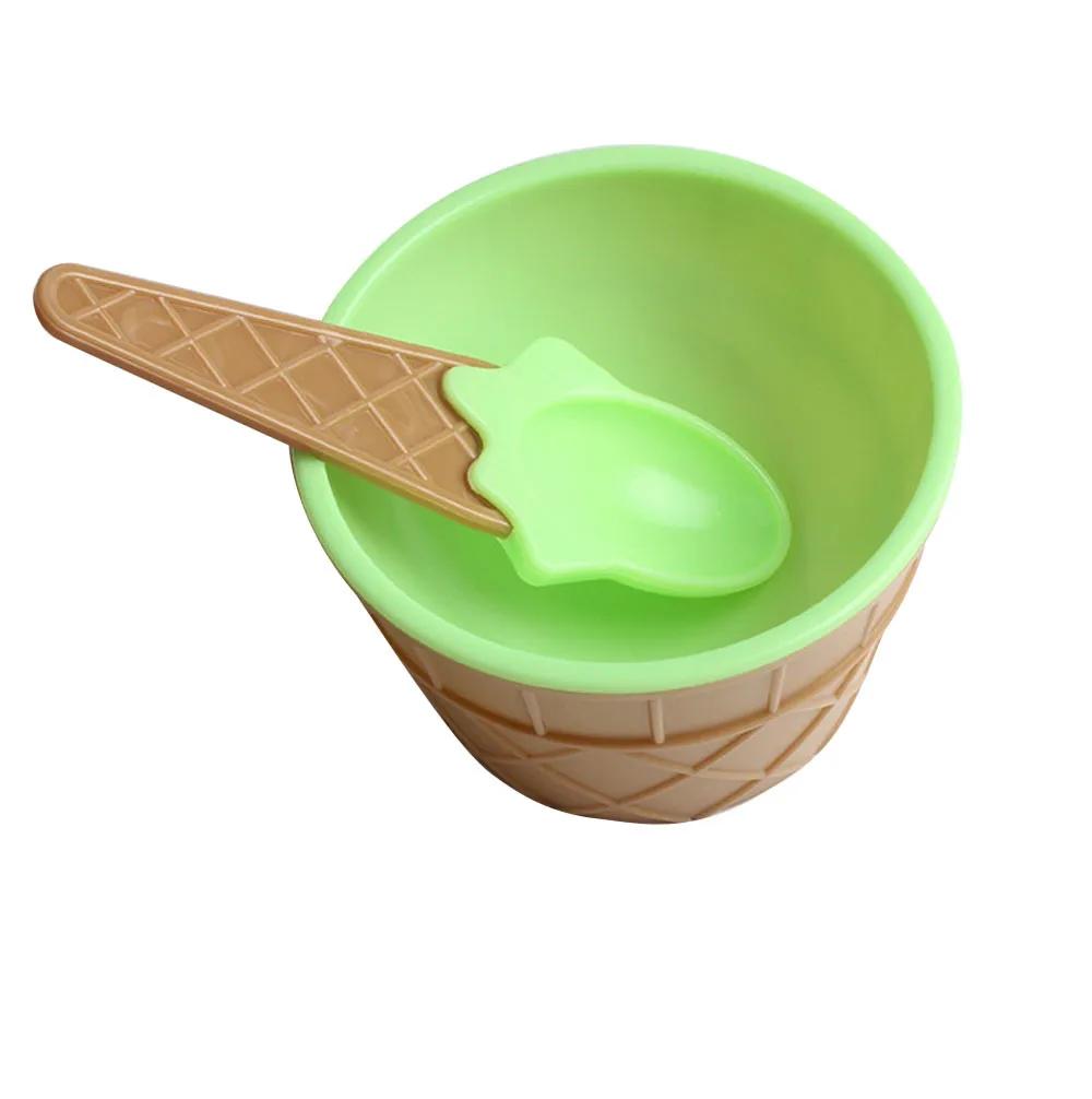 1Set New Kids Ice Cream Bowl Spoon Set Durable Children Gifts Lovely Dessert Bowl DIY Ice Cream Tools icecream bowl+spoon
