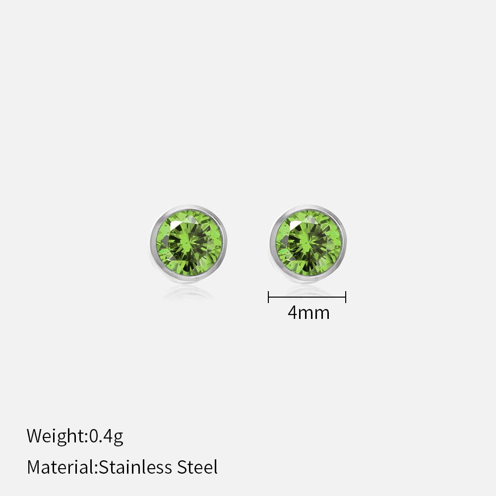 Simple Crystal Stud Earrings Fashion Women December Birthstone Colorful Diamond Earrings for Girls Gift