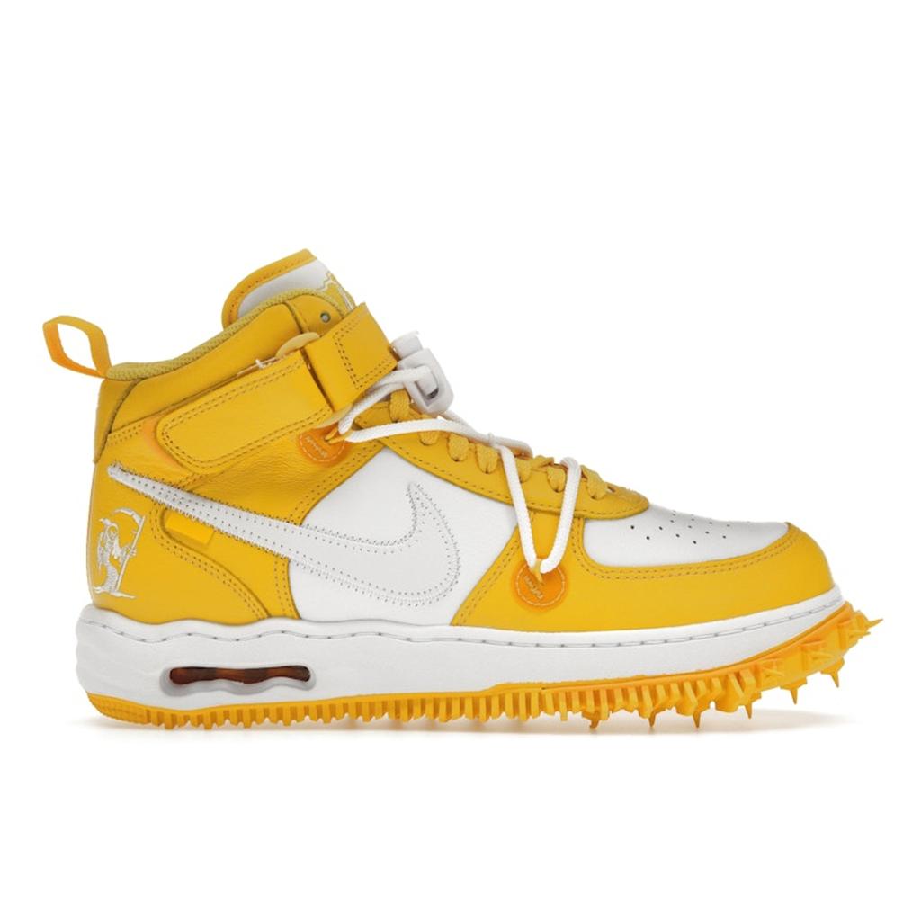 Nike Off-White x Air Force 1 Mid SP Lær Varsity Maize Unisex Sneakers Gul DR0500-101