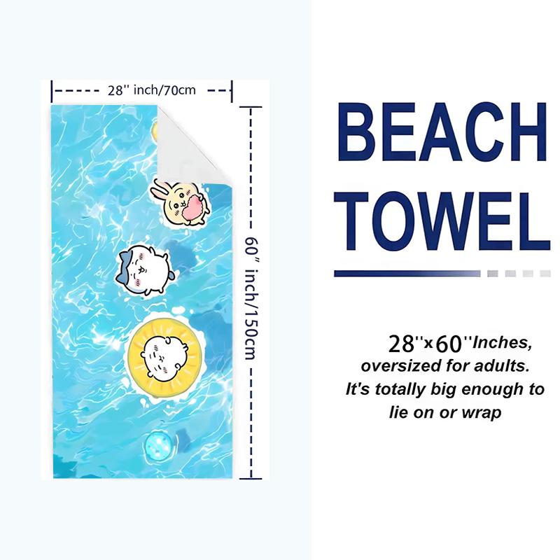 CHIIKWAWA Print Beach Towel, Large Soft Quick Dry Towel for Beach Camping Swimming