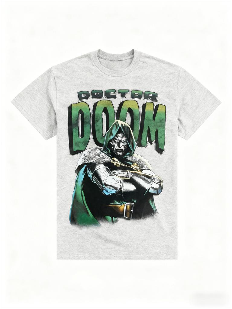 Genuine 2026 New Fantastic Four Dr. Doom Comic Print Plus Size Men's Short Sleeve Relaxed Crew Neck T-Shirt