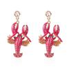 Exquisite Lobster Earrings Enameled Metal Ear Jewelry Cute Animal Earrings  for Girls Ladies