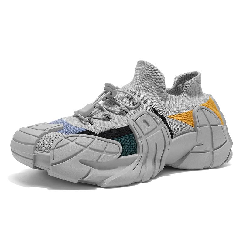 

Summer Man Daily Breathable Casual Walking Shoes Fashion Running Sneakers Comfy Platform Tenis Shoes Men Barefoot Sock Shoes 39 сірий колір