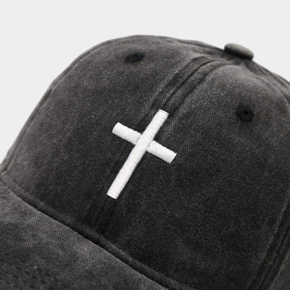 Fashion Embroidered Cross Baseball Cap Breathable Sunscreen Peaked Cap Simple Casual Hip Hop Hat Outdoor