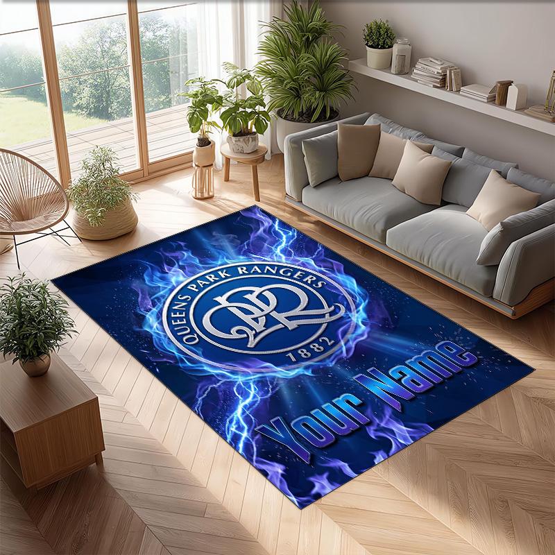 Queens Park Rangers FC Printed Crystal Velvet Rug Non‑Slip Crystal Velvet Carpet For Sofa Bedroom Indoor Home Decoration