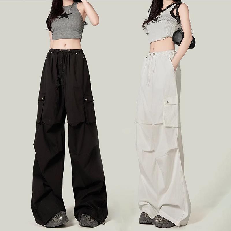 

Women s Retro High-Waist Wide-Leg Quick-Dry Cargo Pants S