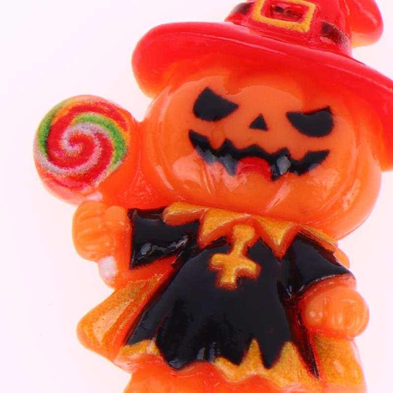 5Pcs Halloween Pumpkin Wizard Jack Resin Charms With Cute Witch Design Perfect For Diy Jewelry Making Halloween Party Decor