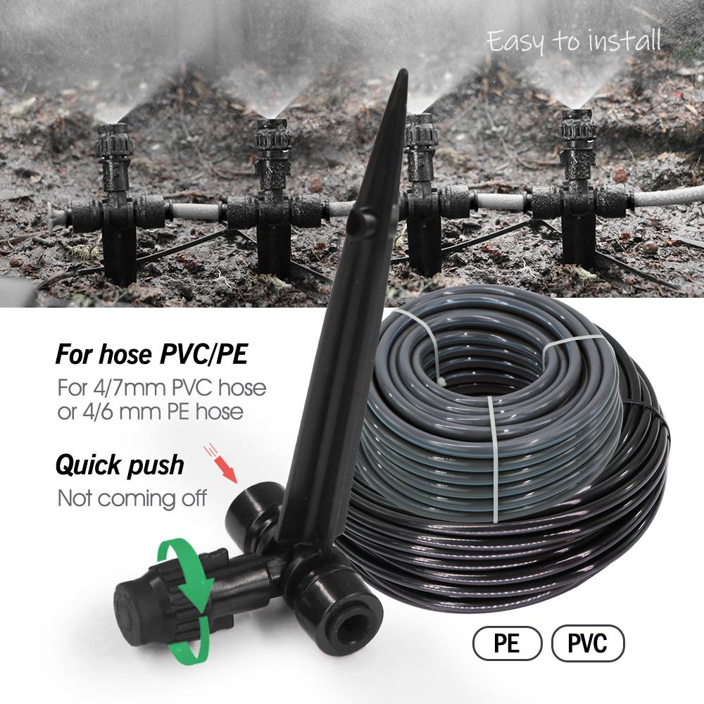 180° Bend Misting Nozzles with Stake Adjustable Sprinkler 1/4" Fine Atomization Sprayer Quick Insert Slip Lock Garden Irrigation