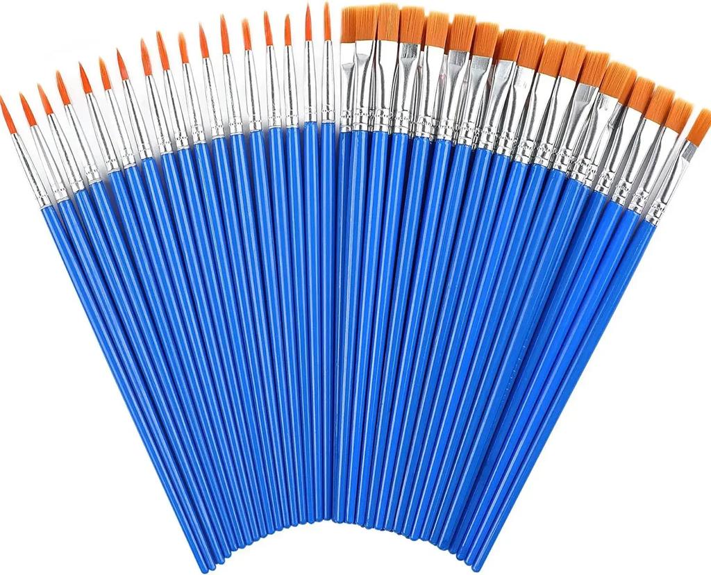 5-100pcs Paint Brushes Set for Kids Acrylic with Flat Round Pointed Paint Brushes Craft Watercolor Oil Painting Brushes