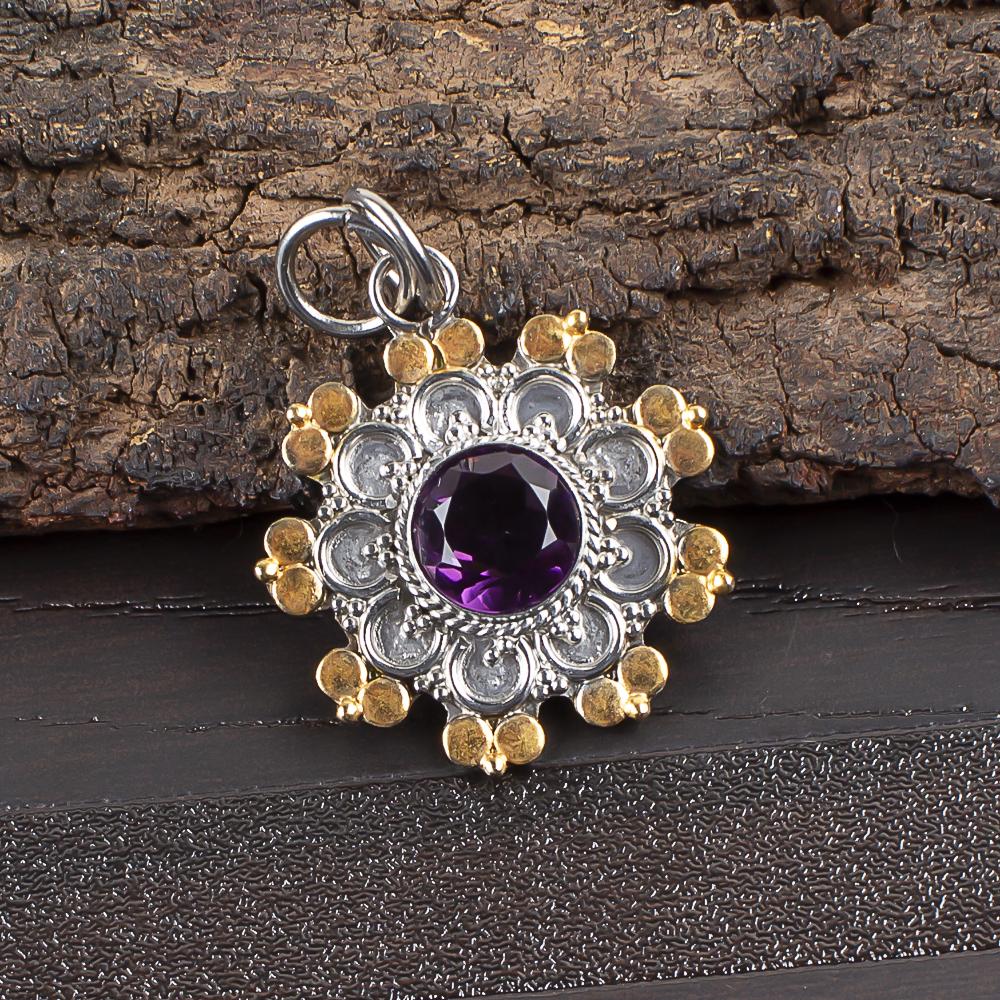 

Подвеска с африканским аметистом, Ювелирные изделия из драгоценных камней, Подвеска из стерлингового серебра 925 пробы, Ювелирные изделия ручной работы, Подвеска с камнем-талисманом, Подарок для него 1.26 Inches фиолетовый