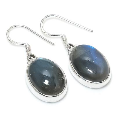 Natural Labradorite Gemstone 925 Solid Sterling Silver Gift Earring 1.25" d6F94