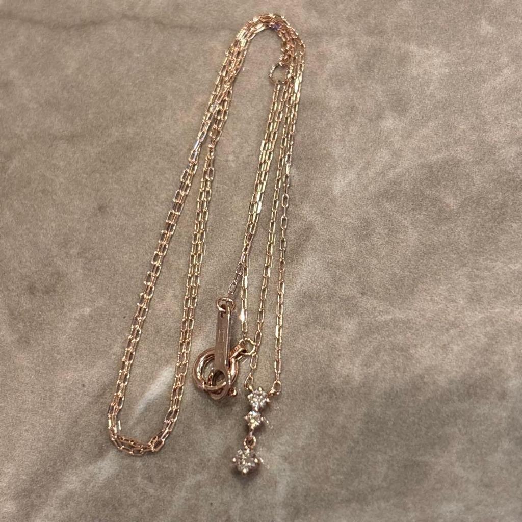 Used 4 Necklace Pink Gold K10 Diamond Yondoshi K10