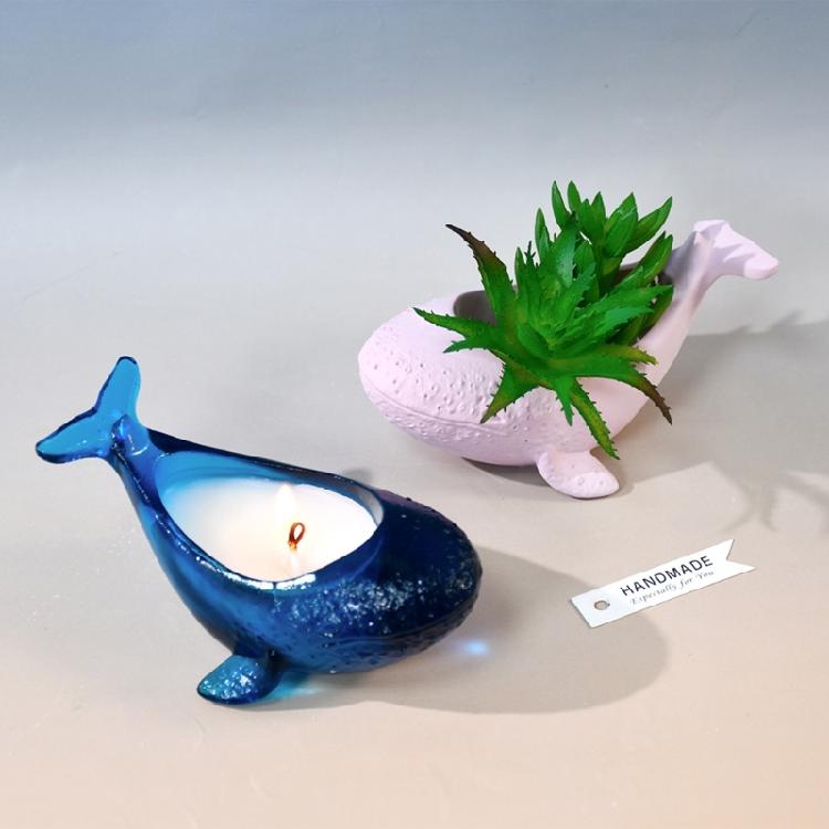 Creative Ornament Moulds Silicone Crafting Mold Resin Moulds Whale Shape Candle Holder Molds for Candlestick Candle Cup