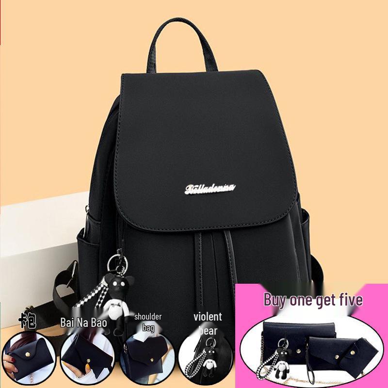 Women's Travel Double Shoulder Backpack - Oxford Cloth, Customizable Label