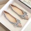 Fashion Ballet Flats Shoes for Women Fashion Rhinestones Bow Flat Footware Female Plus Size Moccasin Boat Shoes Chaussure Femme 2024