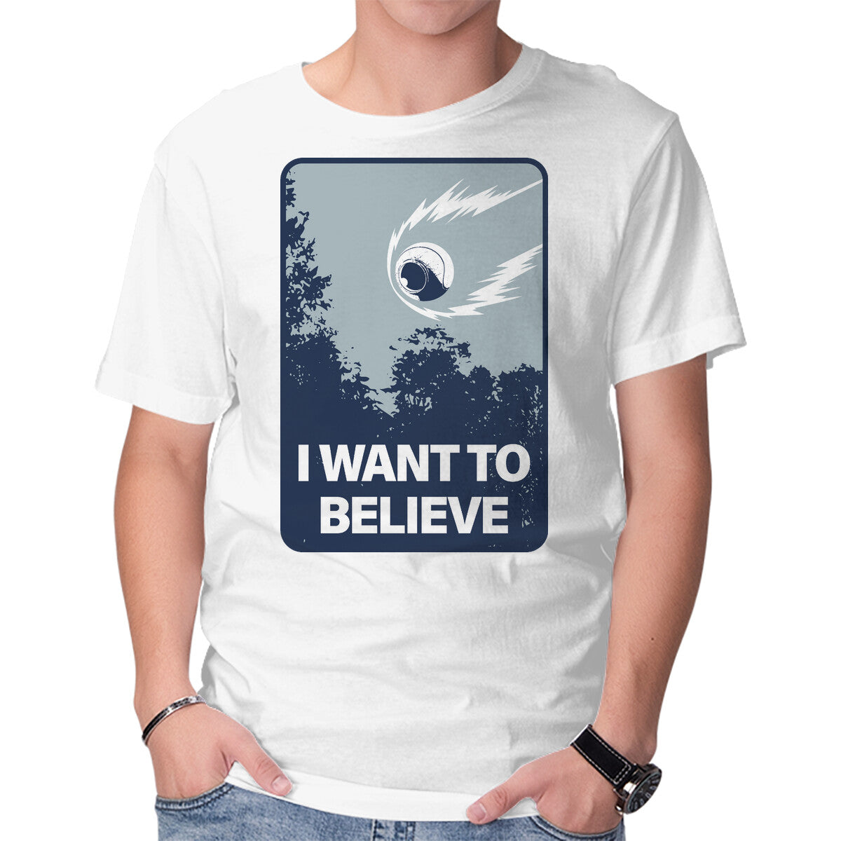 Unisex Crew Neck T-Shirt I Believe It Graphic Short Sleeve Casual Tee XXL
