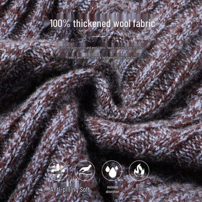 Patowa 100% Merino Wool Cable Knit Crewneck Sweater