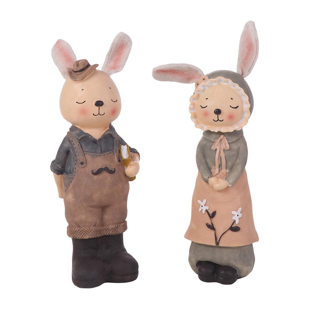 Creative Mini Easter Bunny Statue Cute European Pastoral Mini Rabbit Figurine Resin Crafts Rabbit Desktop Ornament Farmhouse