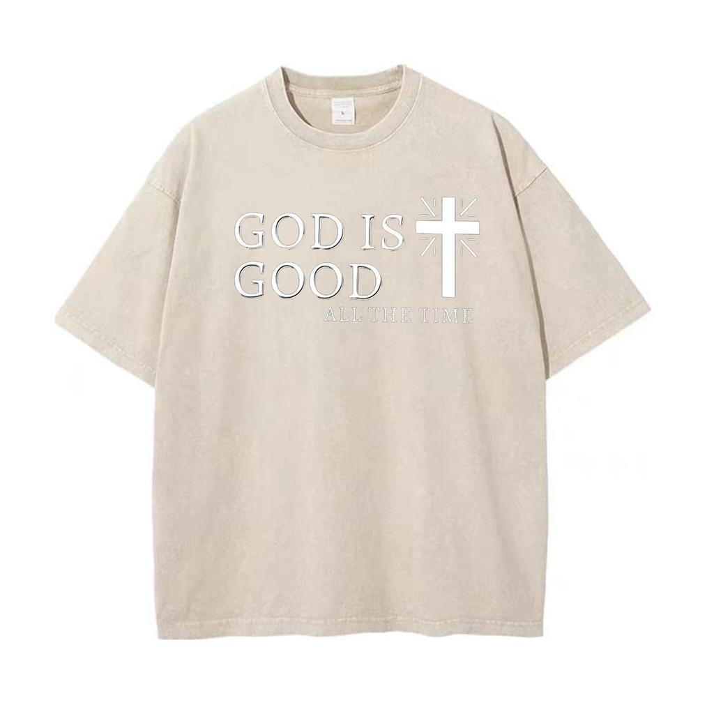 Christian T-Shirt for Men God Is Good Tee Short Sleeve Graphic Letter Printed Cross Religious Quote Casual Top Christian