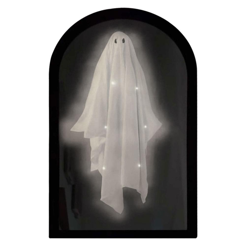 Thickened Halloween Ghost Mirror Night Light Plastic Spooky Scary Ghosts Table Mirror LED Ghost Hologram Mirror Decorations