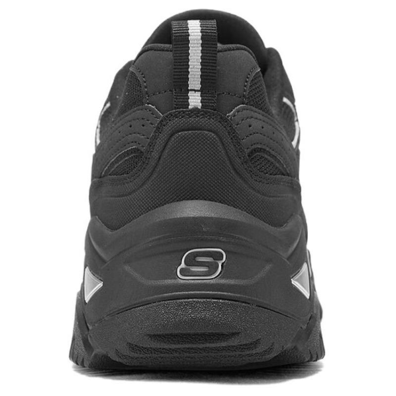 Skechers D'LITES Hiker Men Mesh Synthetic Leather Comfort Wear-resistant Balanced Platform Low Top Dad Shoes Black 237423-BKSL