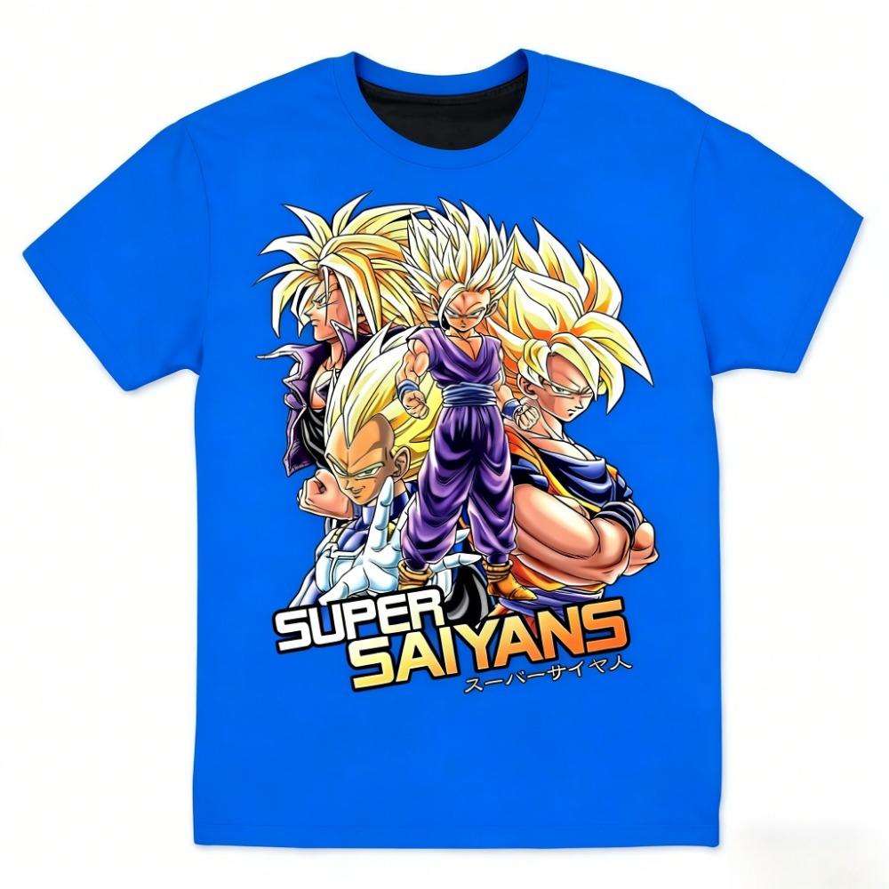 Dragon Ball Super Saiyan Unisex Koszulka z Czystej Bawełny 2026 Lato Nowa Anime Nadruk Casualowa Koszulka z Krótkim Rękawem