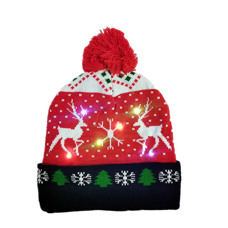 Christmas LED Light Knitted Pom-Pom Hat for Adults - Warm Fashion for Autumn/Winter