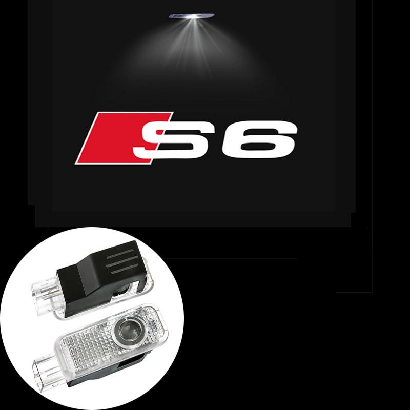 For Audi S4 2Pcs Led Car Logo Door Welcome Light For Audi A4 A6 C6 C7 A5 A7 A8 Q3 Q5 Q7 TT S3 S6 RS3 RS4 RS5 Sline Quattro Auto Accessories