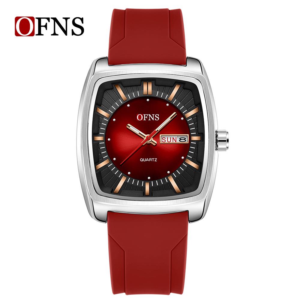 OFNS Men's Trendy Quartz Wristwatch: Steel Band, 3D Scale, Business Casual, Waterproof, Luminous.