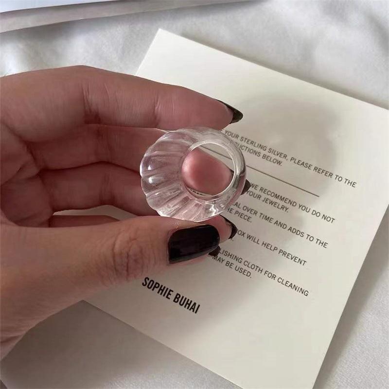 Oregelbundna Breda Stora Klumpiga Ringar för Kvinnor Vintage Akrylharts Höst Vinter Geometriska Stapelbara Finger Smycken