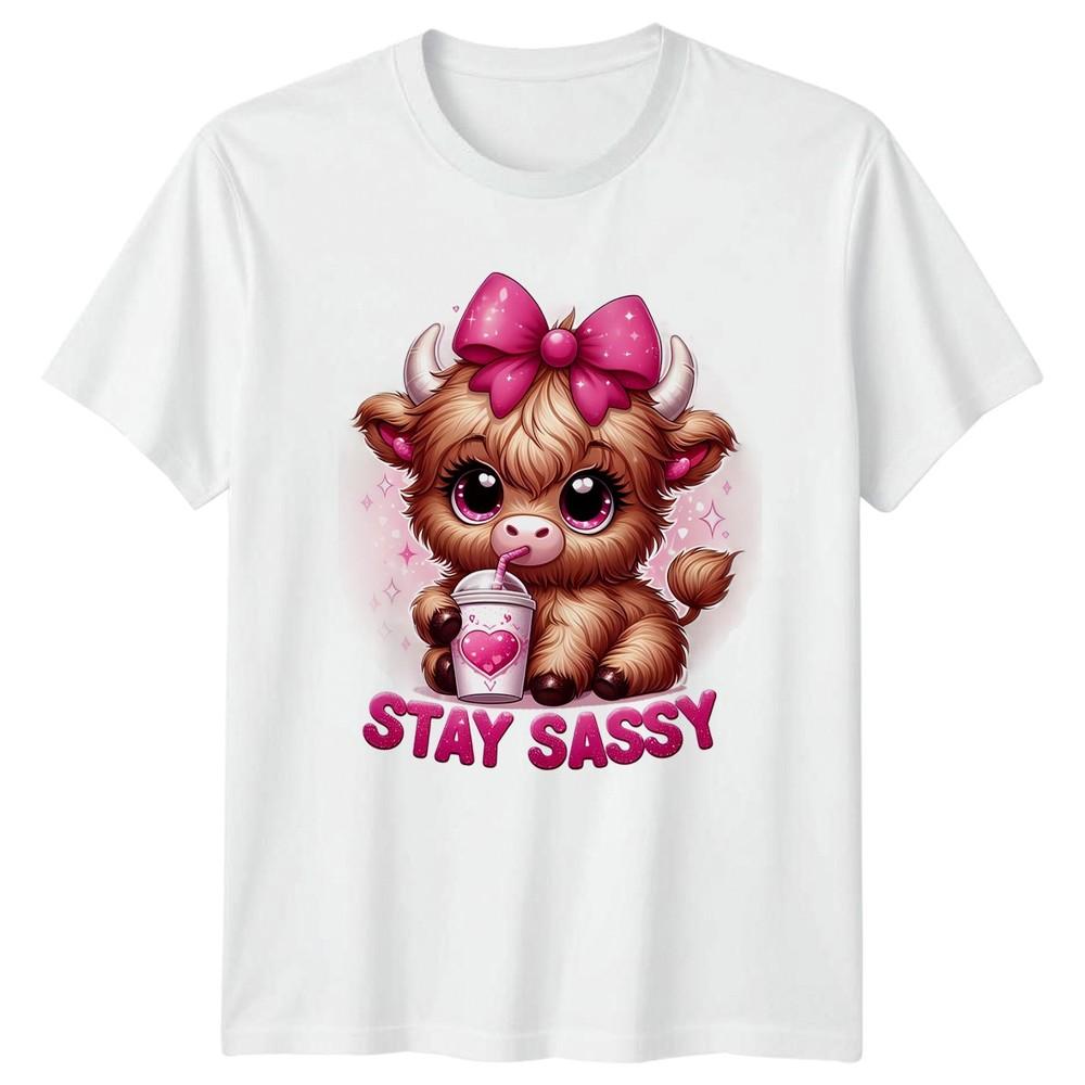 Stay Sassy Unisexs TShirt Kawaii Highland Cow Cattle S