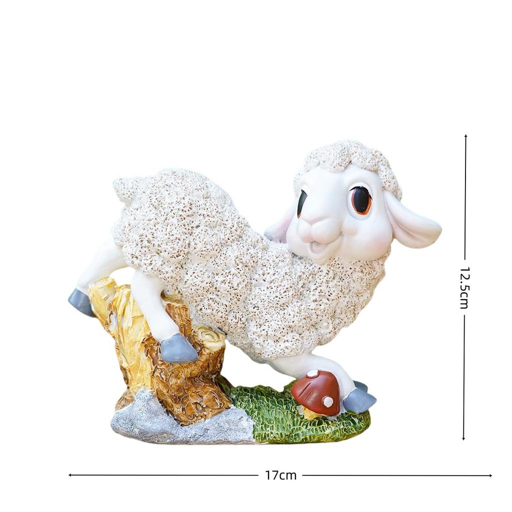 Creative Resin Leisurely Lamb Farm Statue,Sheep Statue,Lamb Figurine Cute Outdoor Decoration Animals Sculpture  for Yard Patio Landscaping Decor