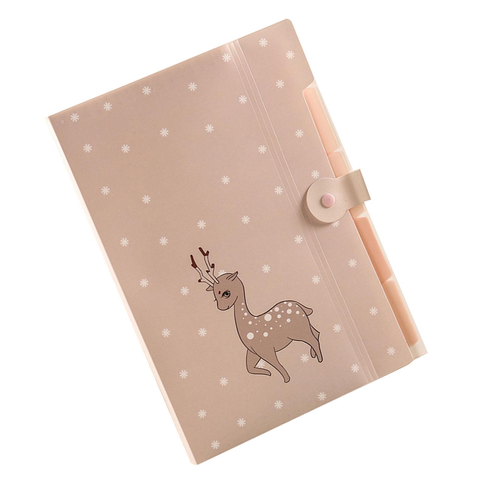 

File Folder Candy Color PP Expanding File Folder Cute Appearance Mechanical Edge Sealing Folder with Snaps Pink Deer