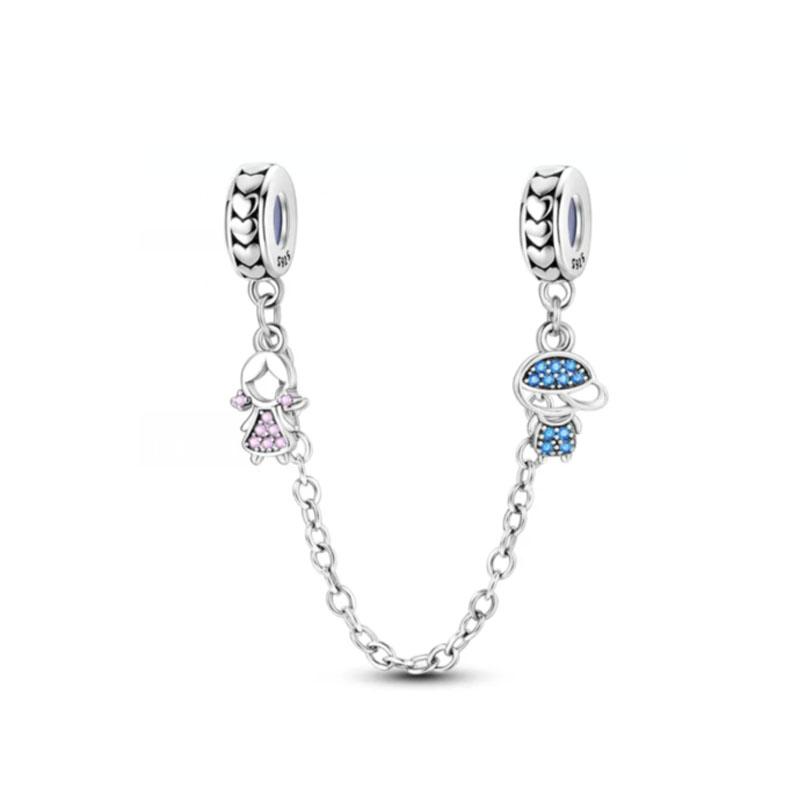 New Plated Copper Moon Star Love Safety Chains Spacer Bead Charm Fit Original Bracelet For Women Diy Jewelry