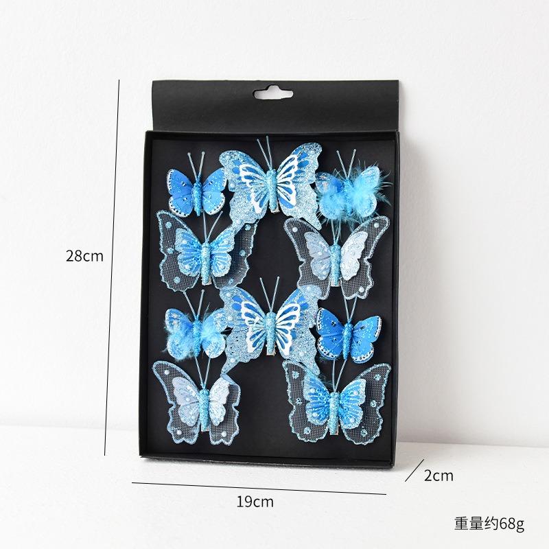 

1pcs/set Glitter Hollow Butterfly Christmas Tree Ornament Plastic Window Hanging Decor for Xmas Reusable Festive Decoration синий