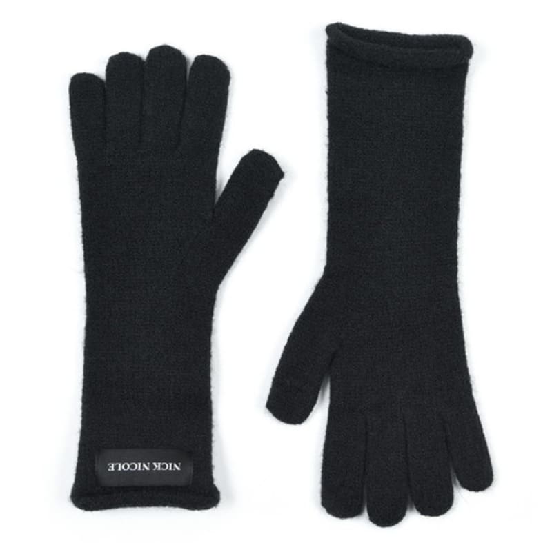 NICK&NICOLE NICOLE RIBBED KNIT GLOVES_BLACK