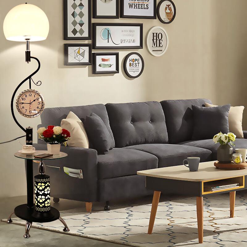 Modern Creative Floor Lamp with Integrated Coffee Table & Clock