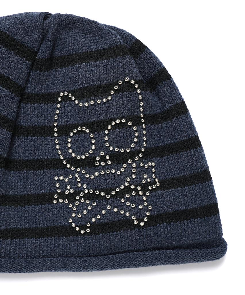 CAVISH Skull Cat Striped Beanie Navy(Cv2Ffuab32A)