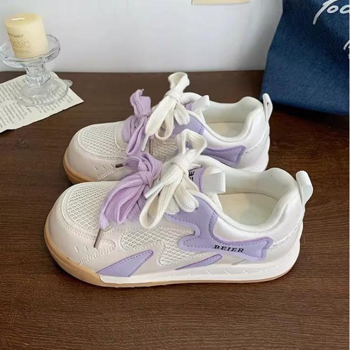 

2025 spring and summer thick-soled retro German training shoes women s shoes new breathable mesh Forrest Gump shoes sports and leisure board shoes 40 фиолетовый