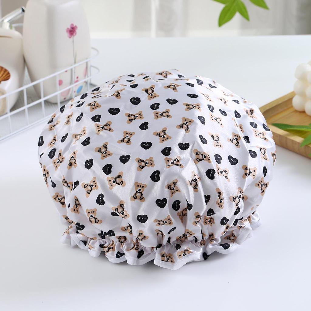 Double-Layer Waterproof Adult Bath & Hair Cap - Makeup, Kitchen, Anti-Oil, Thickened; Customizable Logo