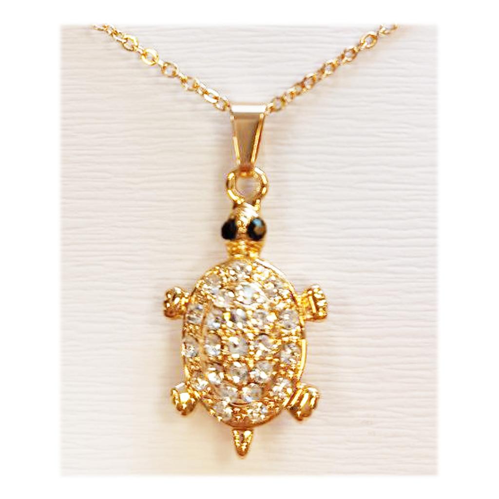 Les Trésors De Lily [R8134] - Golden White 'Turtle' Designer Necklace - 20x14 Mm