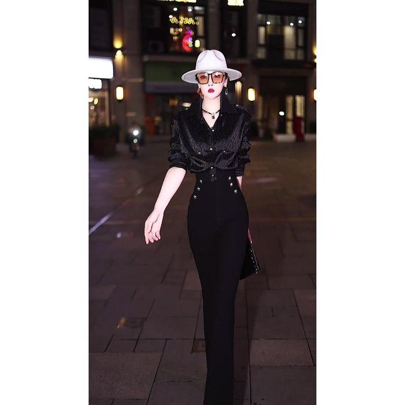 

Popular Online Fashion Shirts Women 2023 Spring New Korean Style Slimming Half Sleeve Student Casual Top Fashion One Piece Pants 3XL (67.50 kg-75.00 kg