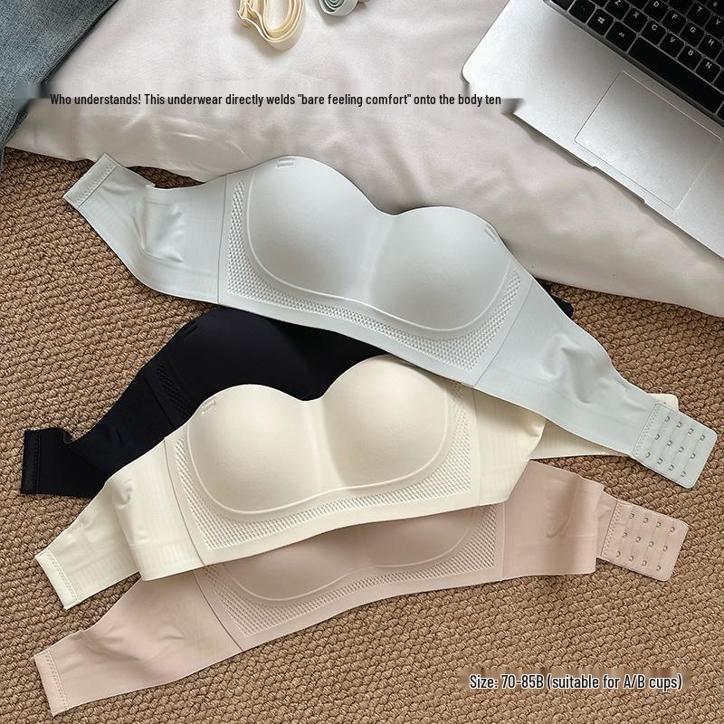Seamless Strapless Bandeau Push-Up Bra for Women – Anti-Slip, Soft Support, Two-Way Wear