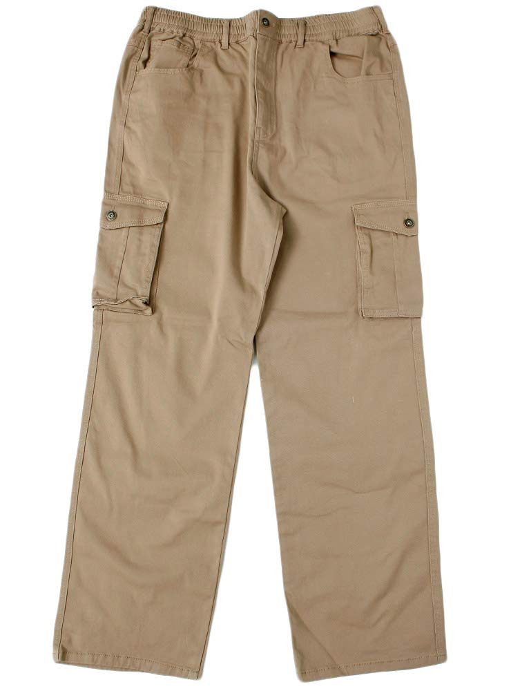 HLEMMUSEUM Široké džínové cargo kalhoty s elastickým pasem béžové pánské pas, 4L, (Chino)